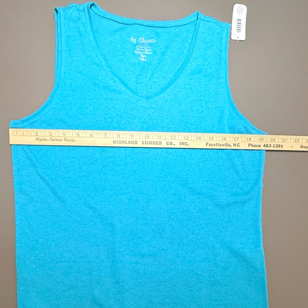 NWT Chico's Blue V-neck 100% Cotton Tank Top Size 2/Large - Picture 7 of 8